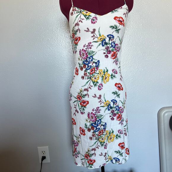 Express Floral Dress Spaghetti Strap Mini Size Small Crepe Material - Picture 1 of 8